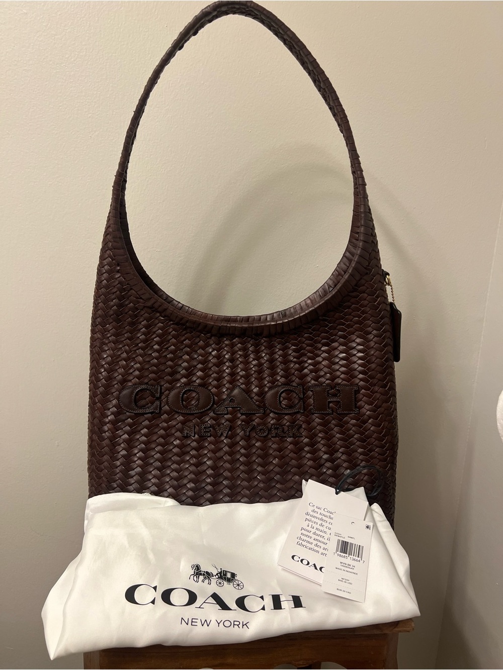 COACH Brooklyn 34 Bag Woven Leather in Maple